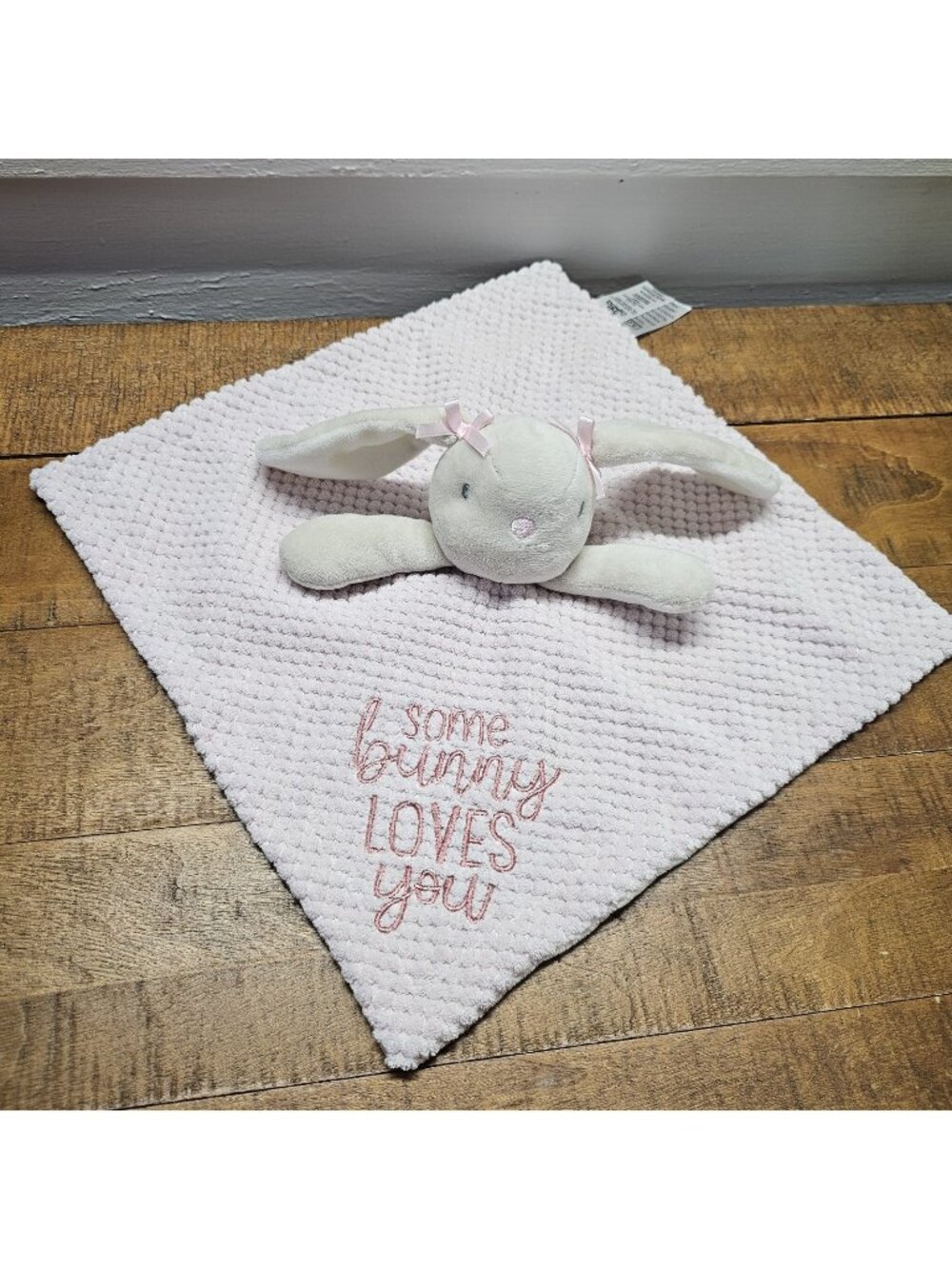 Baby Essentials Lovey "Some Bunny Loves You" Pink Security Blanket Rabbit Soft